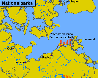 Karte der Nationalparks an der deutschen Ostseeküste